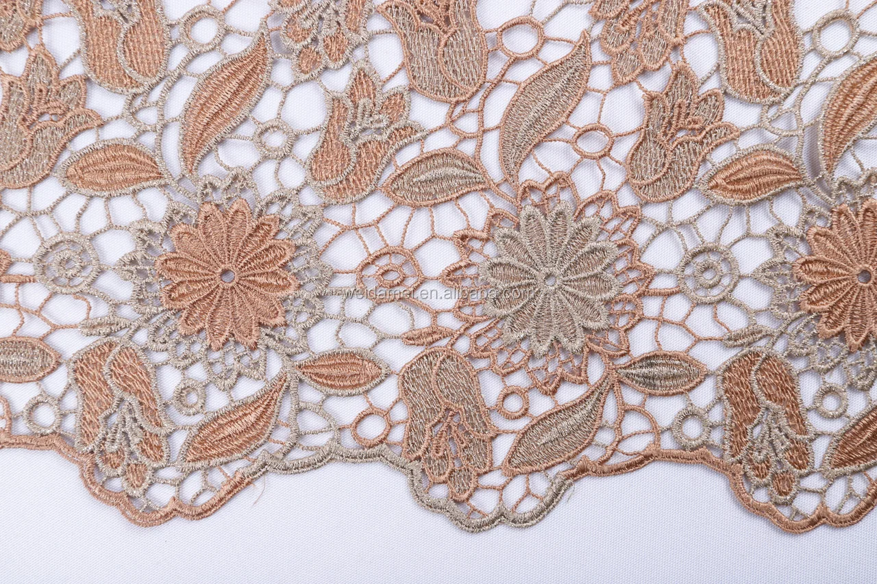 
Lace fabric gold African 120-140cm cord wedding dress embroidered lace fabric 