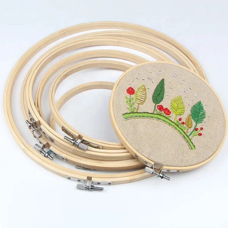 
Eco Friendly Round Natural Bamboo Wooden Cross Stitch Embroidery Hoop 