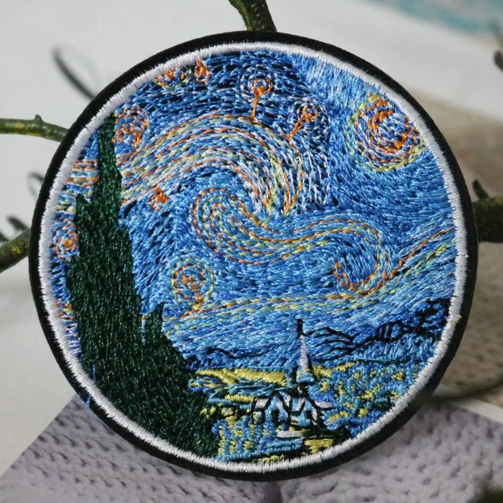 Impressionism patch Van Gogh embroidery patch iron on back for jacket jeans