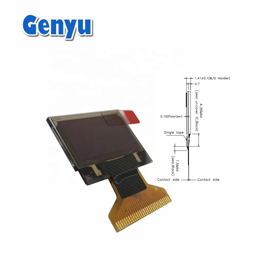 0.96 inch 128x64 dots white blue colors thin glass oled display cog lcd graphics panels  with customized fpc