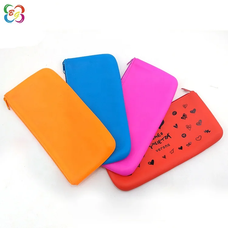 High quality silicone stationery pencilcase custom printed promotional waterproof pencil case