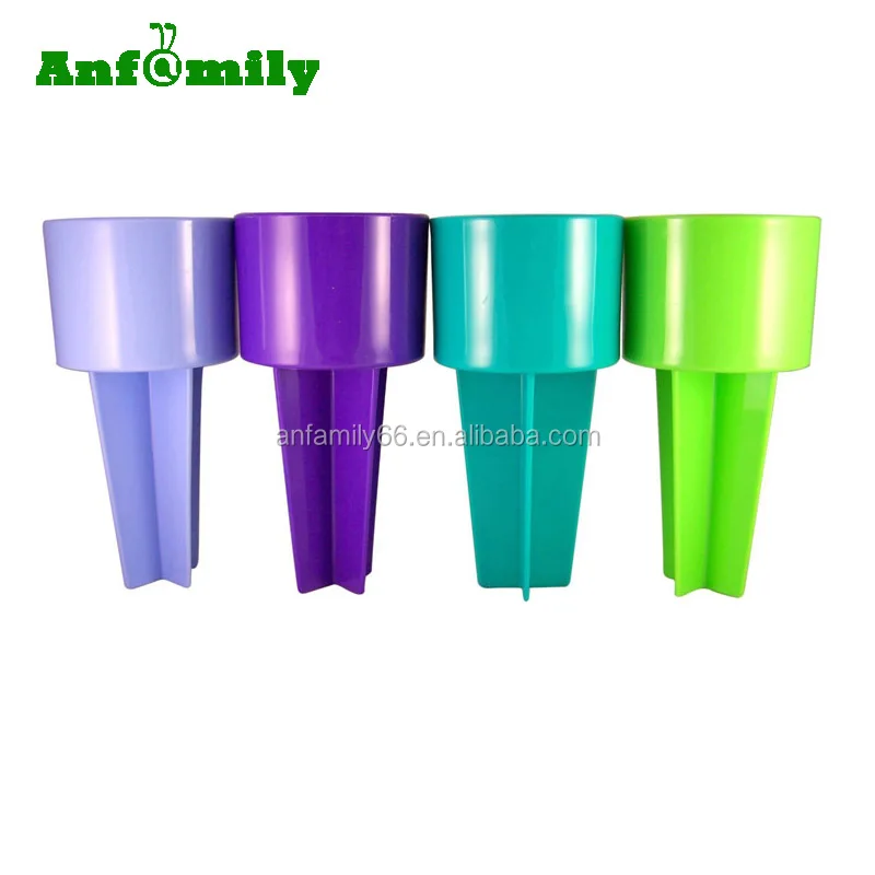 fashion colorful plastic coffee beach spiker cup holder on Sand