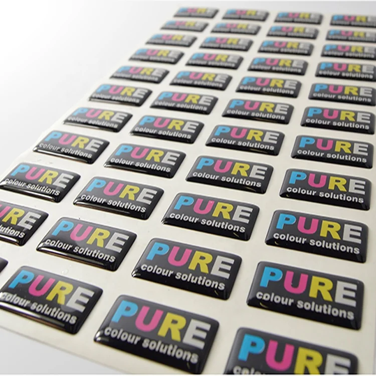 Wholesale Custom Printed 3d Company Logo Epoxy Sticker Clear