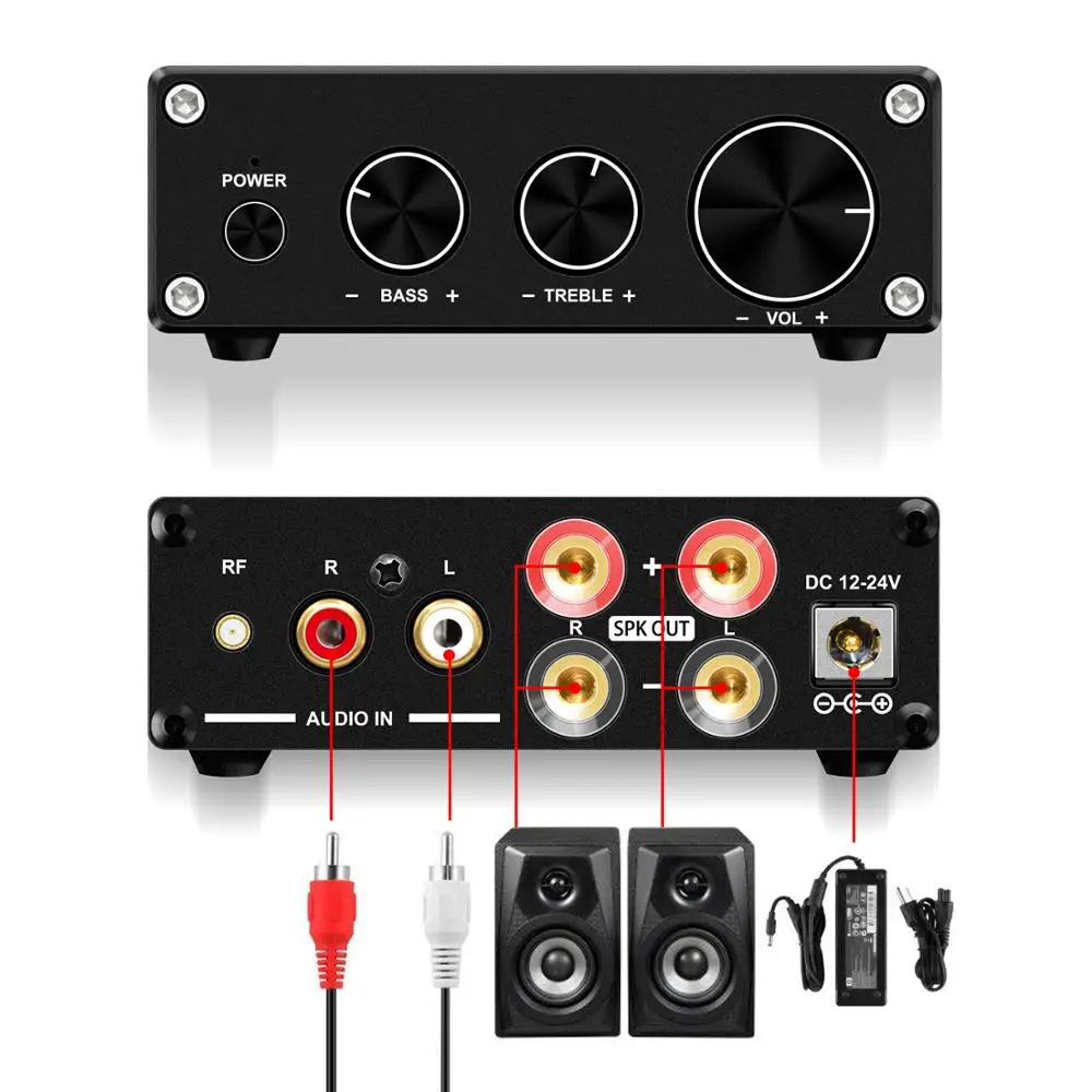 4/8 Ohm audio Stereo Mini Bookshelf Amplifier for Home Speakers