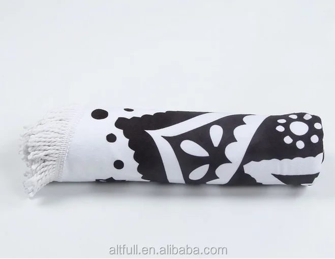 Китайский производитель, 100% хлопок, реактивная печать, индивидуальное сильное поглощение, оригинальное круглое пляжное полотенце