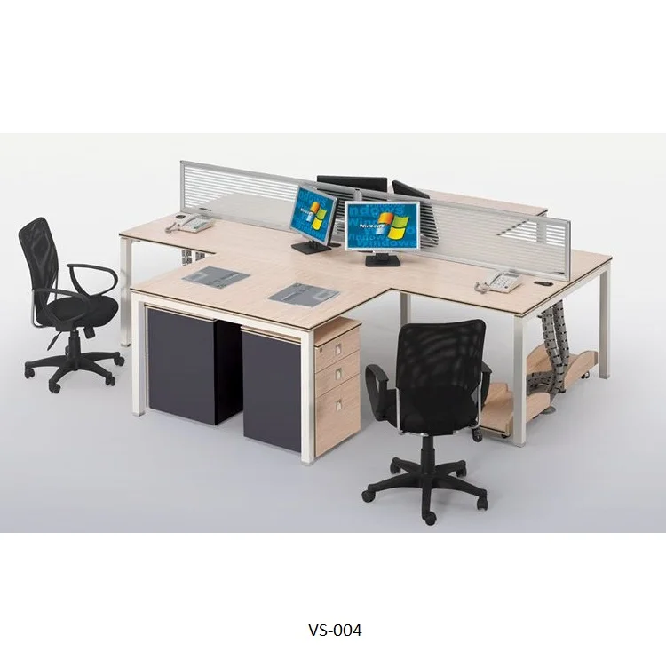 Luxury wooden office cubicle furniture modular rectangular height adjustable standing executive 4 person workstation table desk