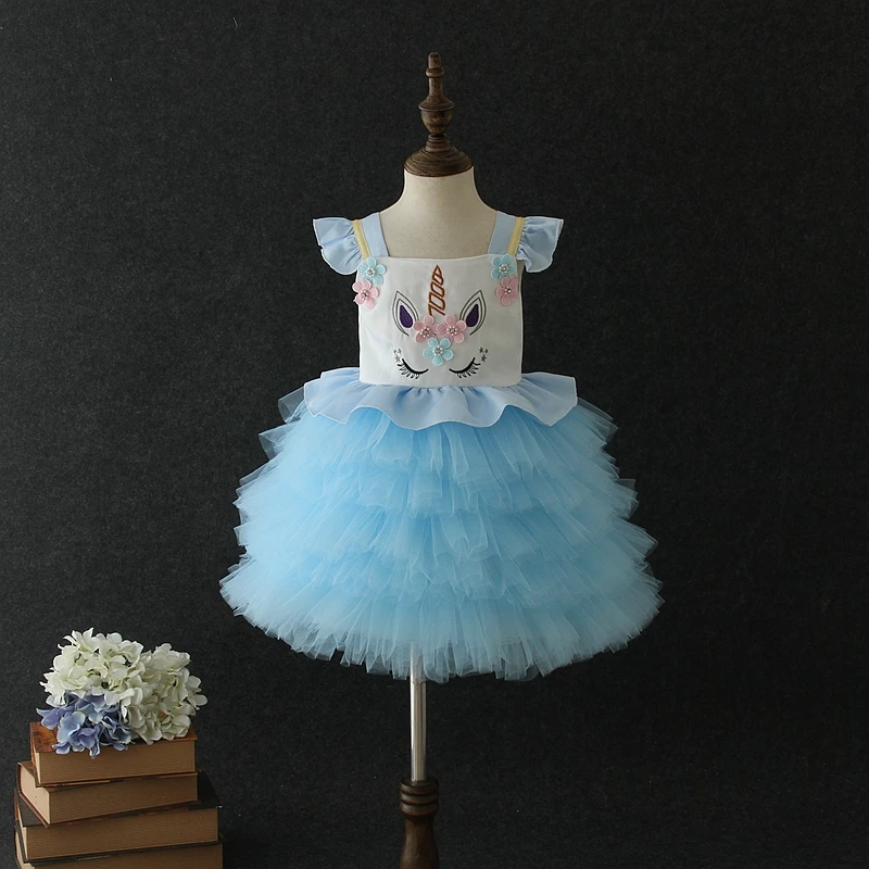 2019 Purple one year old unicorn baby girls purple party wear western birthday tutu dress