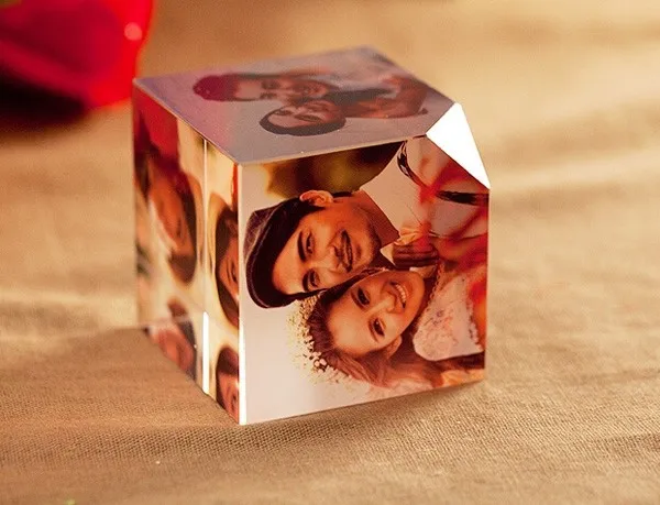 crystal glass photo cube for wedding favor
