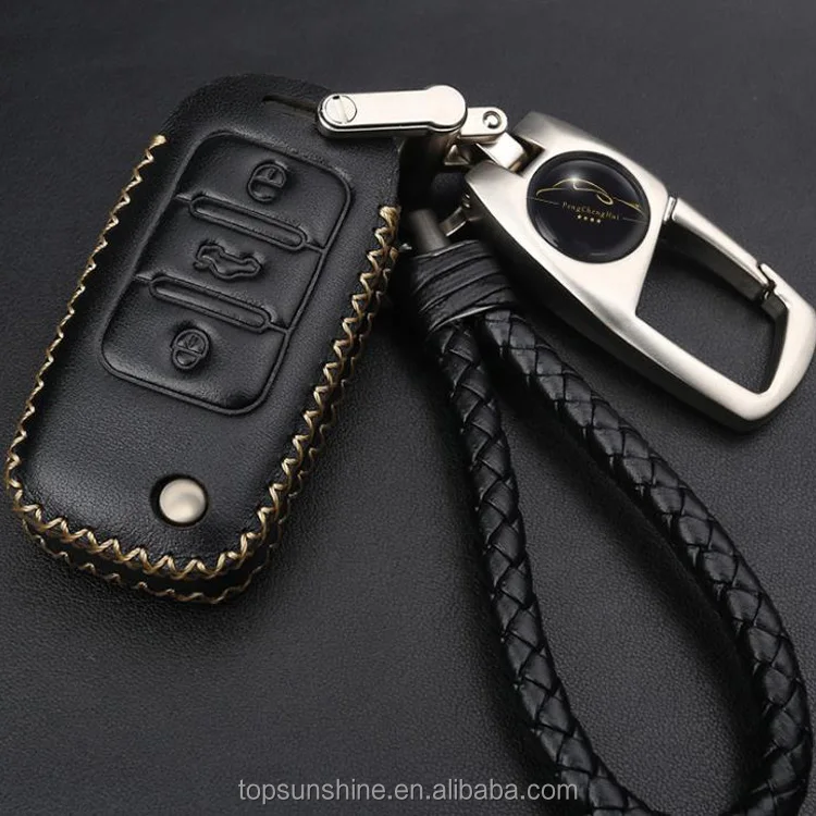 Genuine Leather car key cover for Volkswagen VW GOLF 4 5 6 Passat B5 B6 Tiguan Touran Polo Scirocco Jetta