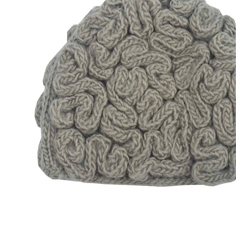 Gorras Tejidas Al Crochet Custom Solid  Acrylic Handmade Brain Hat Crochet Winter Beanie