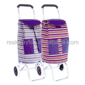 RW6205 China Shopping Bag Factory Supply Portable Folding Trolley Shopping Bag With Wheels In Leopard Print
