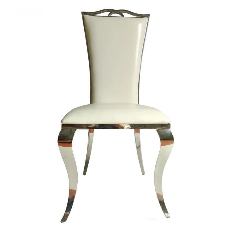 High back comfortable leather stainless steel restaurant chair for weddings