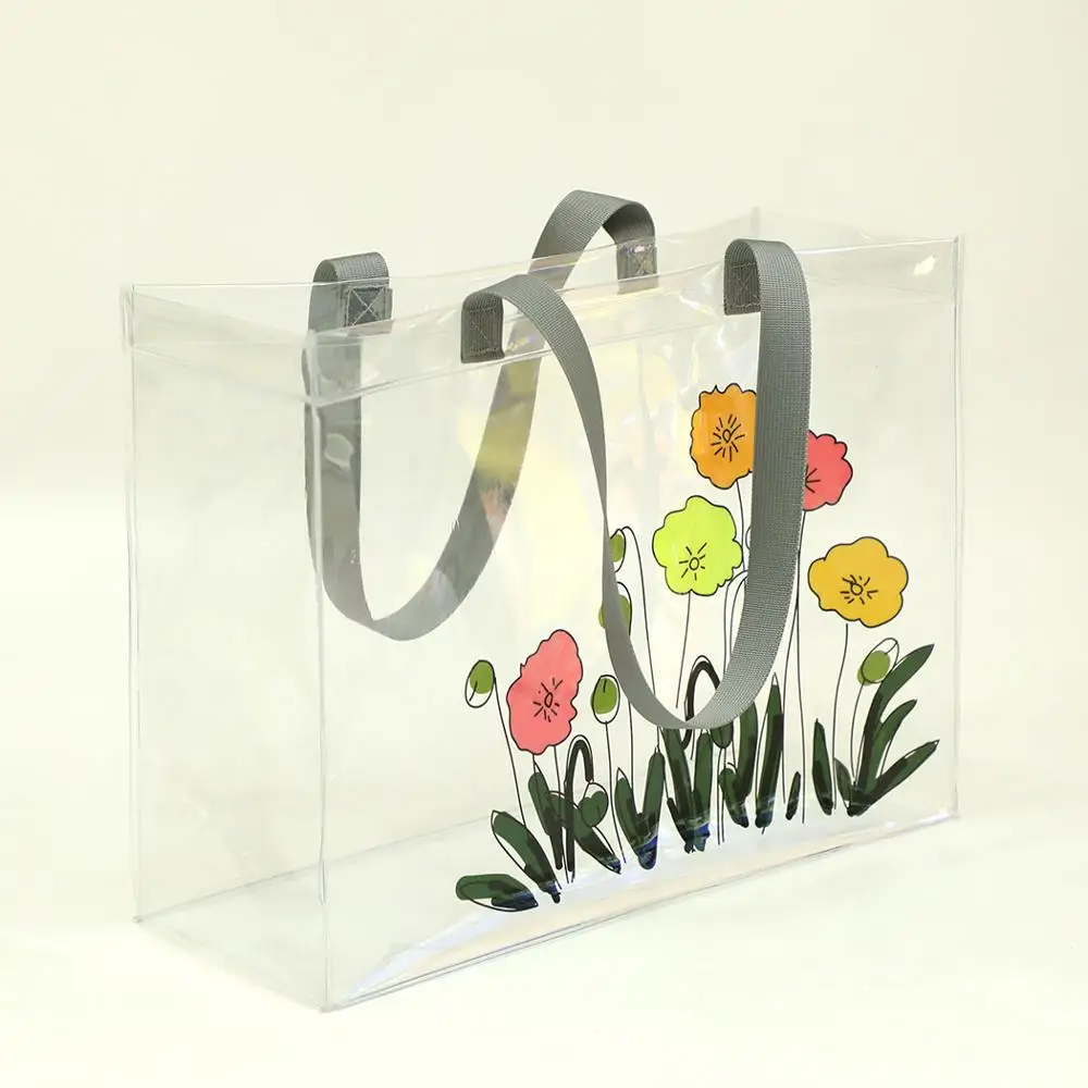 INSTOCK Wholesale Cosmetic Bag with Customized Designs Women Clear PVC Shoulder Bag Transparent PVC Handbags