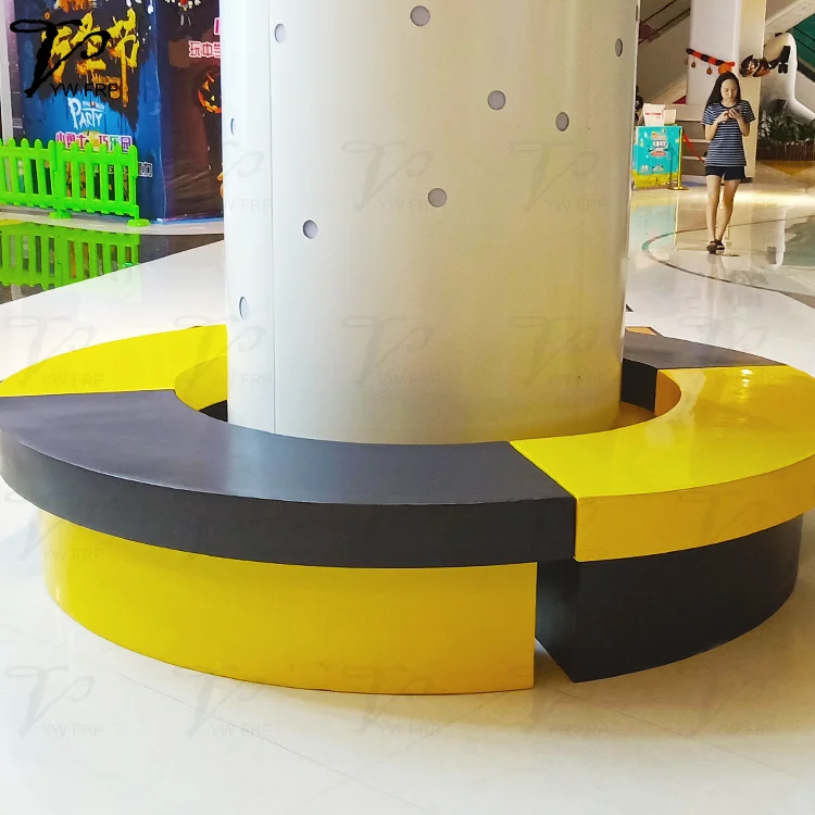 Shopping mall fiberglass lounge bench garden long bench for indoor &outdoor