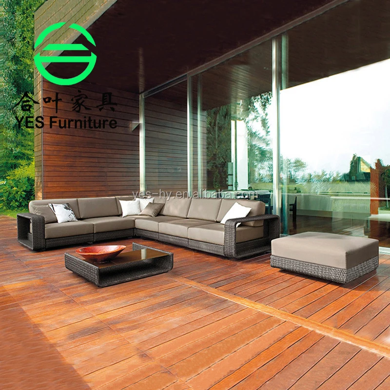 
All weather wicker rattan woven patio seating furniture set sectional outdoor corner sofa model S220 