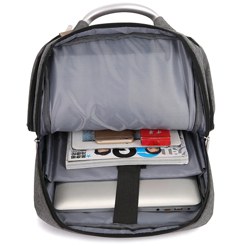 fashion solid color bagback aluminum alloy handle bag man business travel laptop backpack