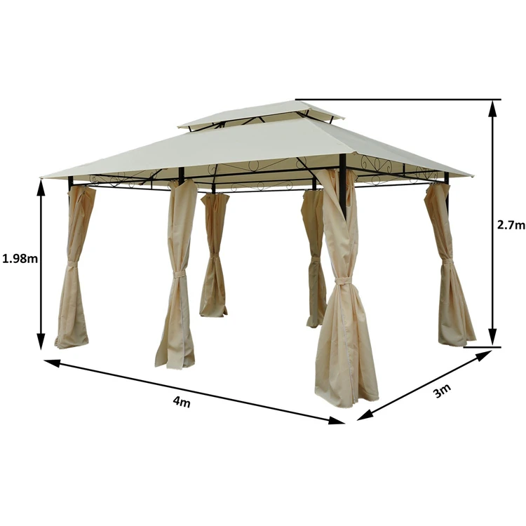 Outdoor Canopy Tent Pergola Metal Roof 3X4X2.65M Gazebo