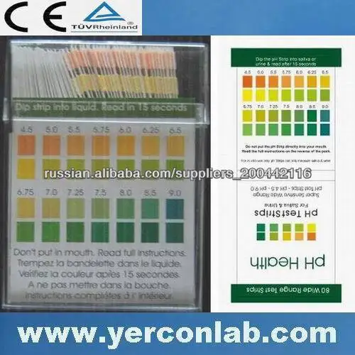 полоски индикатора рН,CE ISO13485,испытательный полигон :4.5 -9 0,1 до 14