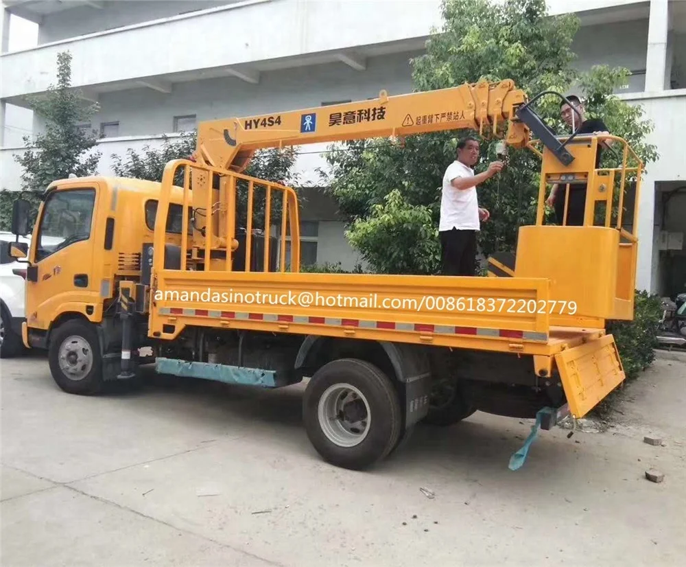 China radio remote control for mini truck mounted crane with basket for sale