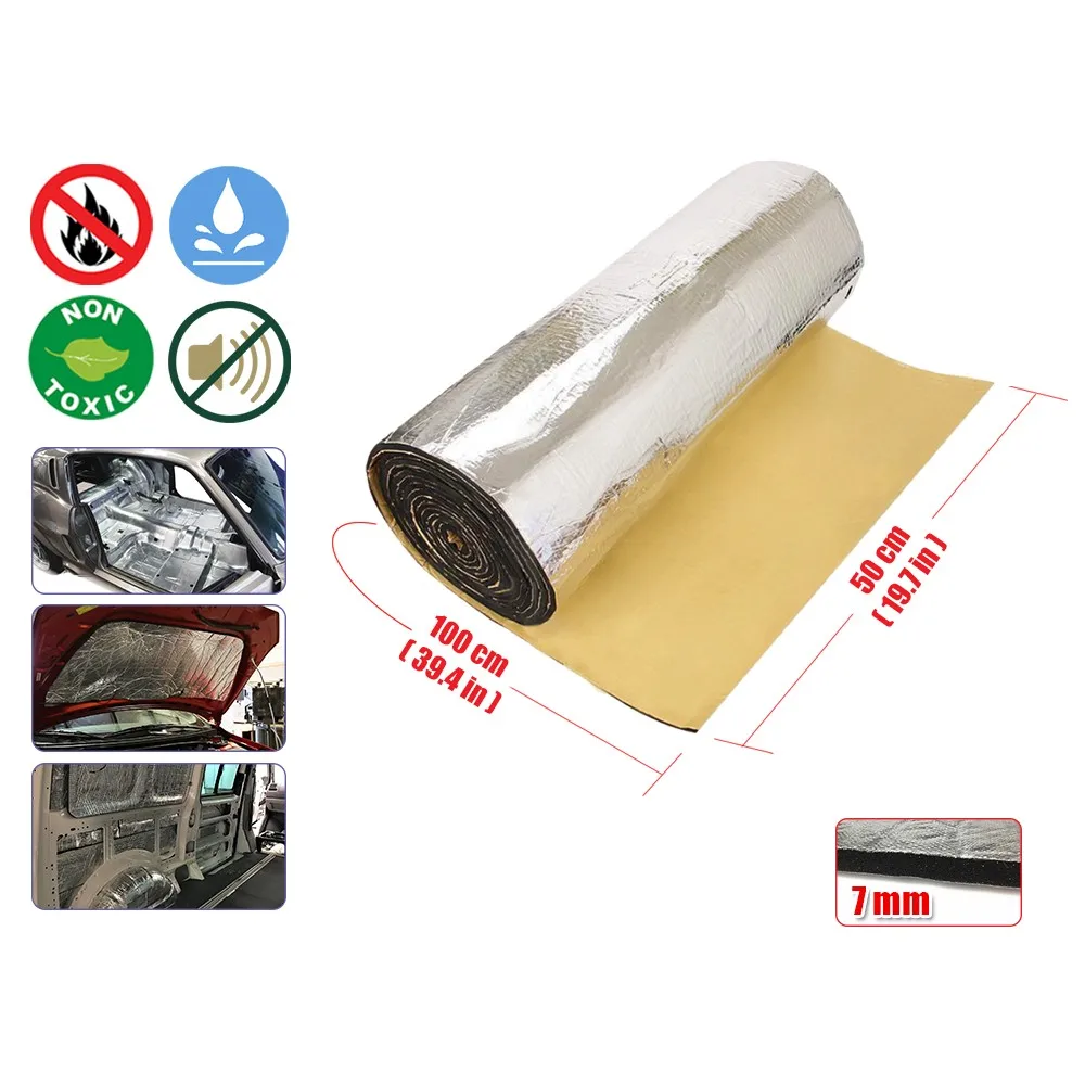 Arrowzoom 50 cm x 100 cm x 7 mm Self-Adhesive Aluminum Automotive Car Sound Deadener Noise Dampening Insulation Mat