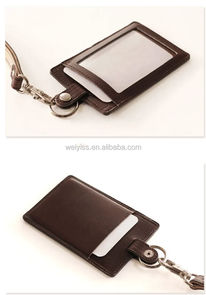 Высококачественный кожаный футляр для удостоверения личности с ремешком, оптовая продажа, футляр для удостоверения личности из искусственной кожи для бизнеса