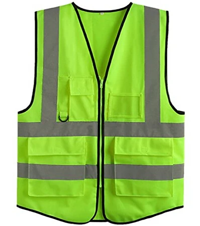 Safety Vest High Reflective with 4 Pockets and Heavy-duty Zipper Front