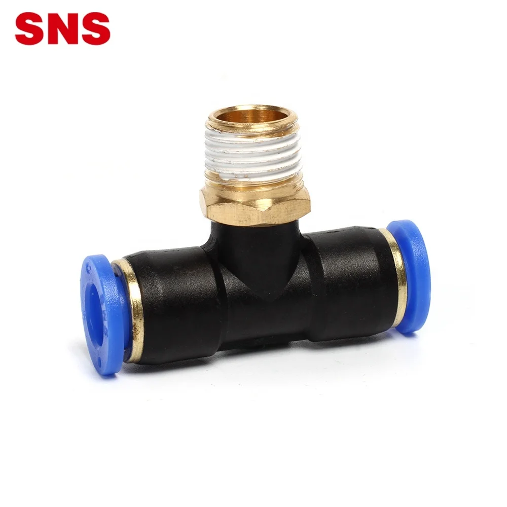 SNS Series pneumatic one touch T type fitting three way joint male branch tee plastic quick fitting air hose tube tconnecto