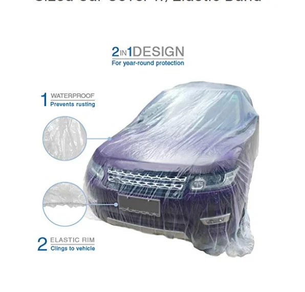 PE Material and white or clear color car care cover