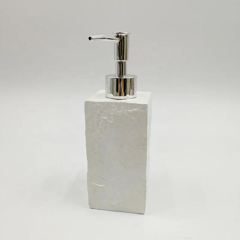 Lotion Dispenser Popular Square Stone Effect Bathroom Product Polyresin Hand Soap Dispenser Lotion Dispenser & Hotel Accessories