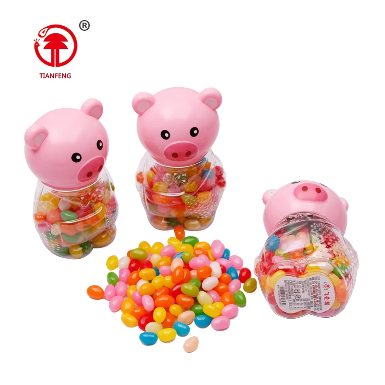 Flavor and colors available pink pig shaped candy flavoring jelly beans custom gel gummy jelly bean