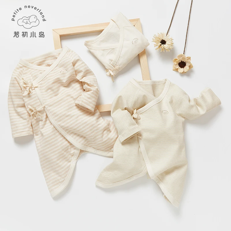 Petite Neverland cute kimono style newborn organic natural colored cotton baby clothes
