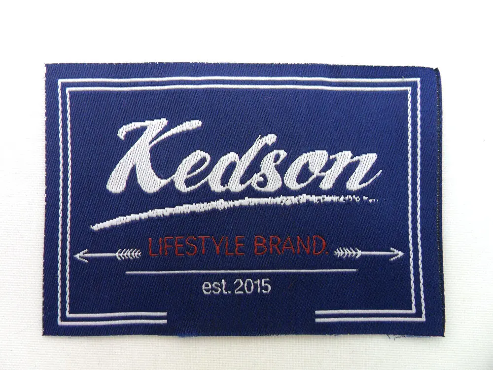 Clothing emblems  Custom woven clothing tag label polyester Custom clothes labels tags fold woven size garment label shirt tags
