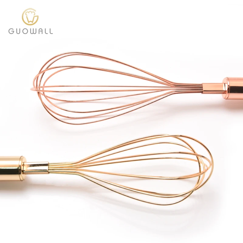 Manual Stainless Steel With Gold Plating Kitchen Cooking Baking Egg Beater Whish