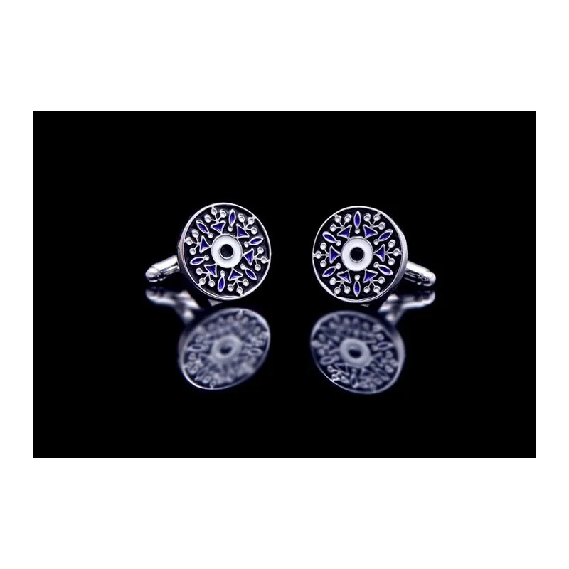 Лучшие французские гравированные синие декоративные запонки с цветочным узором с кристаллами и медным покрытием мужские костюмные рубашки под заказ/крупные запонки