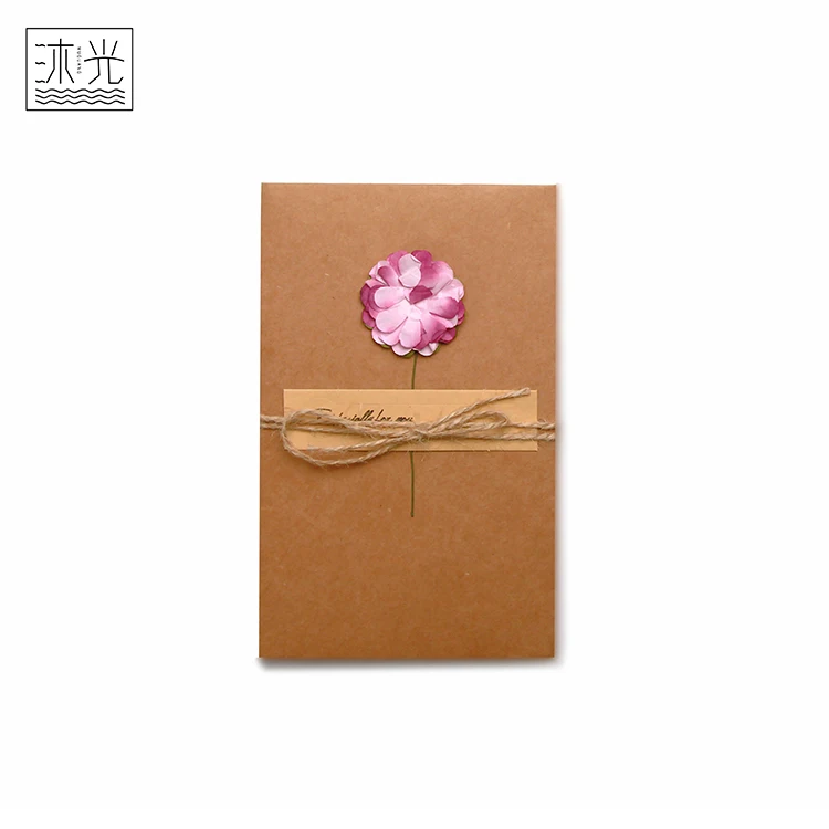 
Wholesale Custom Flower Design Kraft Paper Handmade Greeting Card 