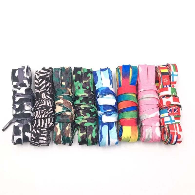 Factory Custom flat colorful printed shoe laces design in stock