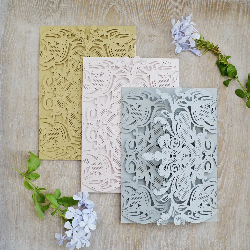 Latest Arabic Laser Cut Customize Muslim Wedding Invitation Cards and customized glitter laser cut birthday invitation cards