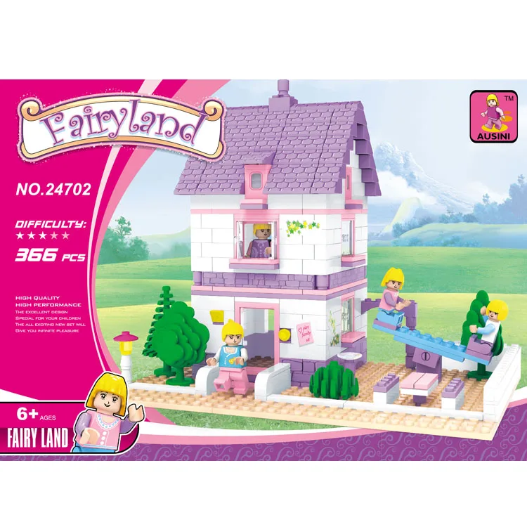 cheap girl plastic fairyland house colorful happy castle building brick toy for sale