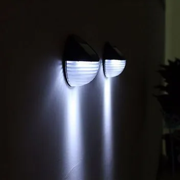 
Led garden lantern security powered plastic disk fence lamp solar wall light 