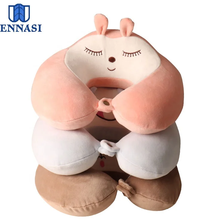Customized Animal Shape Cartoon Style U-pillow U Shaped Supporting Nap Neck Pillow for Sleep Memory Foam Travel
