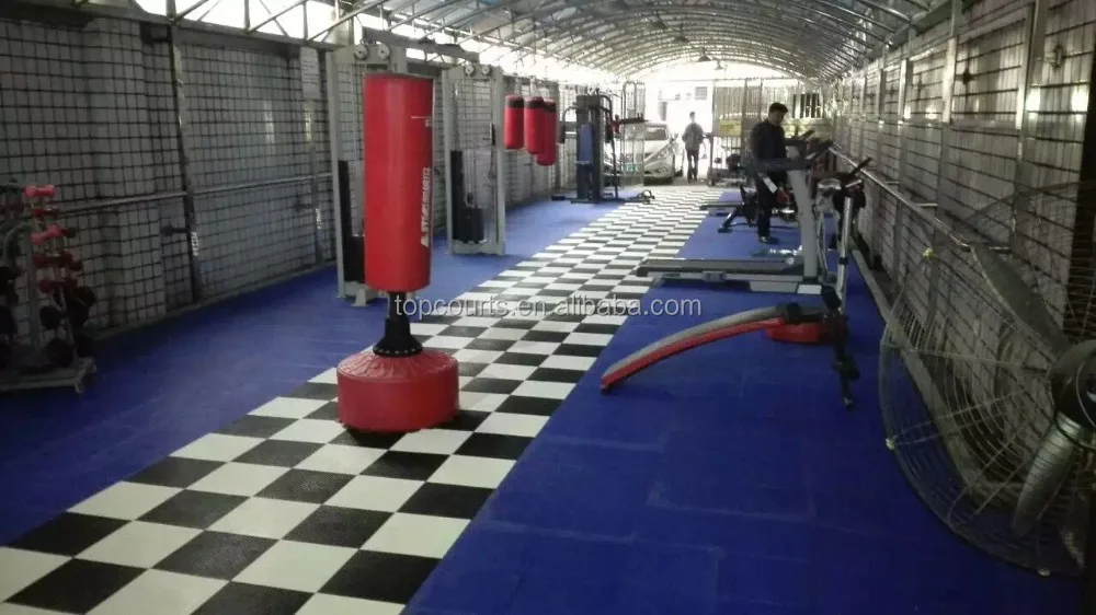 
High grade interlocking polypropylene plastic tiles sport court fitness plastic gym flooring 