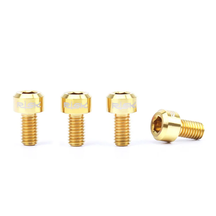 RISK 2PCS M5*9mm Titanium alloy Stem Bolts For Bike MTB Bicycle Stem Seatpost Clamp Screws Fixed Bolts Bike Parts 2pcs/box