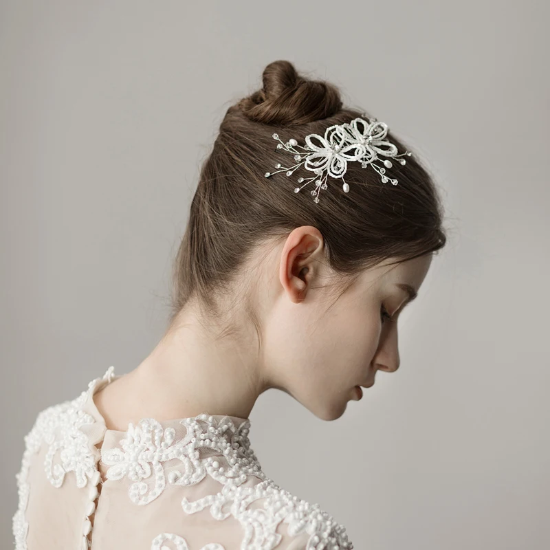 O377 Vintage Handmade Wedding Bridal Hairwear Pearls Crystal Ceramics Beads Bridesmaid Hair Comb Women Birthday Gift Accessories