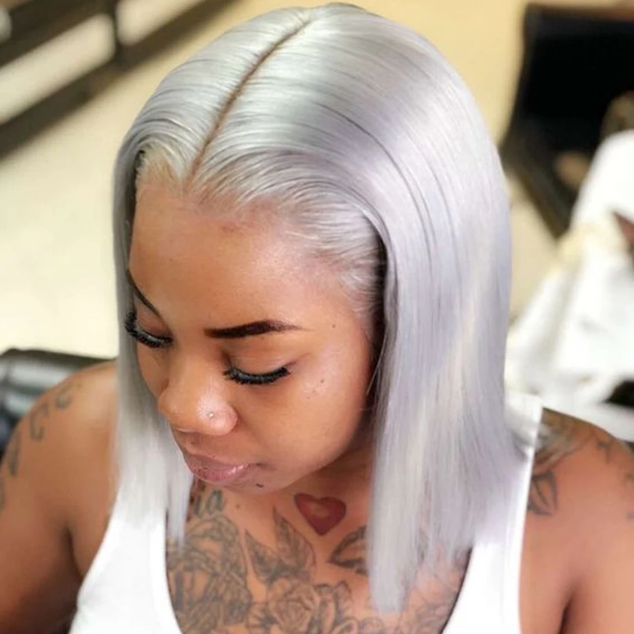  Короткие парики из человеческих волос со шнуровкой спереди парик блонд Боб с предварительно выщипанной линией для черных женщин полный конец