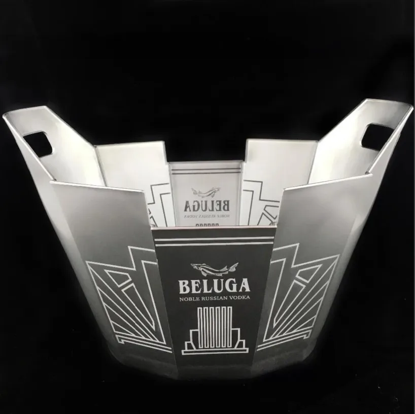 LED пластиковое ведро для льда, оригинальное ведро для льда, серебристое ведро для льда