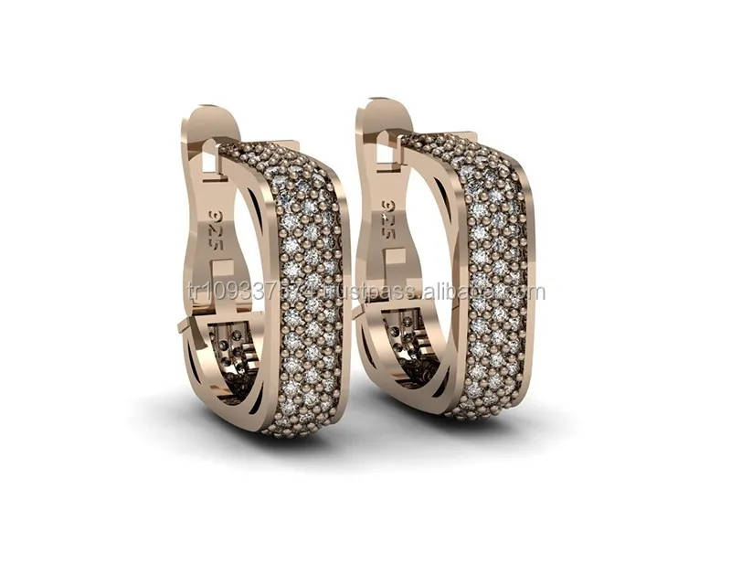 Rose Gold Plated 925K Sterling Silver Square Earrings