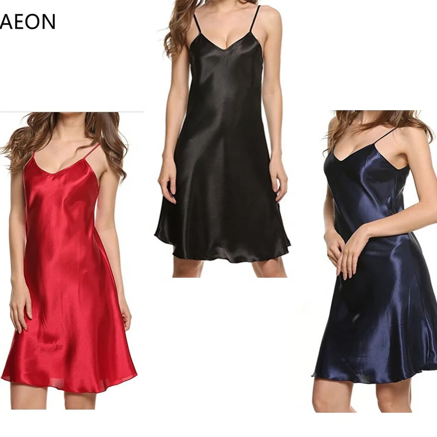 
White long satin chiffon nightie women sexy dress chemise nightwear cami top lingerie girl sexy nightgowns 