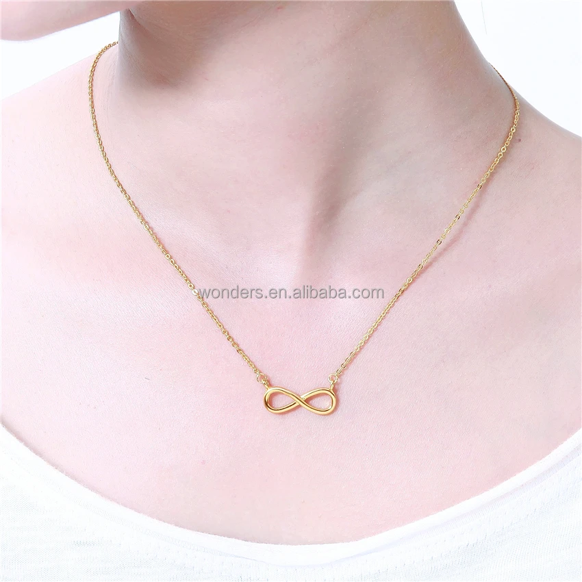 Wholesale Infinity Love Pendant Copper Necklace Women Gold Plated