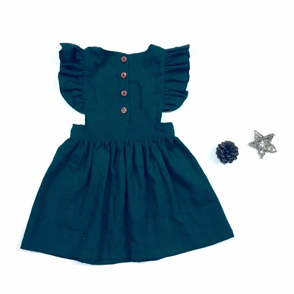 New Design Girl Smocked Dress Flutter Sleeve Cotton Fabric Handmade Girl Dress Wholesale