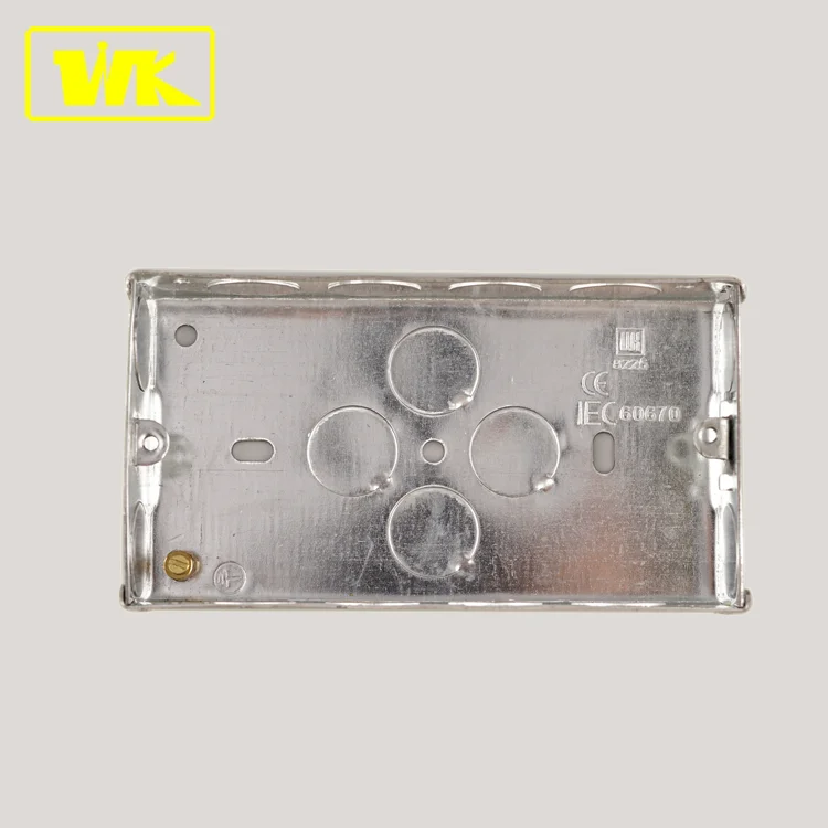 Стальная коробка 2 комплекта для установки электрических штепсельных вилок и переключателей, глубина 25 мм с заземлением